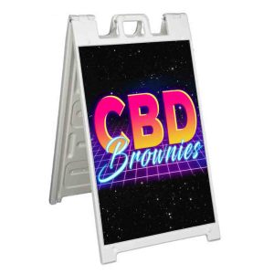 CBD BROWNIES 80S Signicade 24×36 Aframe Sidewalk Sign Banner Decal EDIBLES CBD BROWNIES 80S Signicade 24×36 Aframe Sidewalk Sign Banner Decal EDIBLES