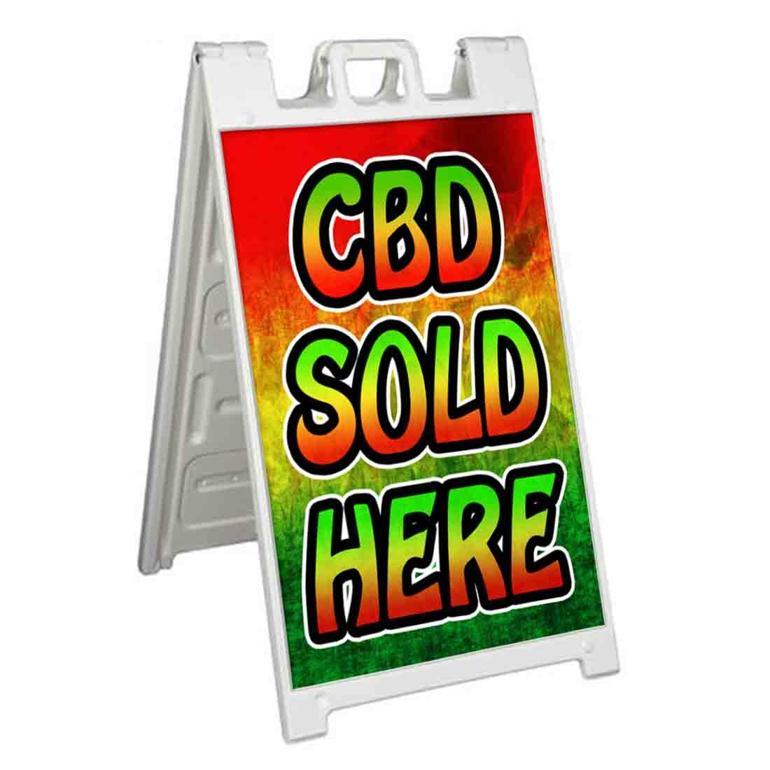 CBD SOLD HERE Signicade 24×36 A Frame Sidewalk Sign Double Sided OILS EDIBLES