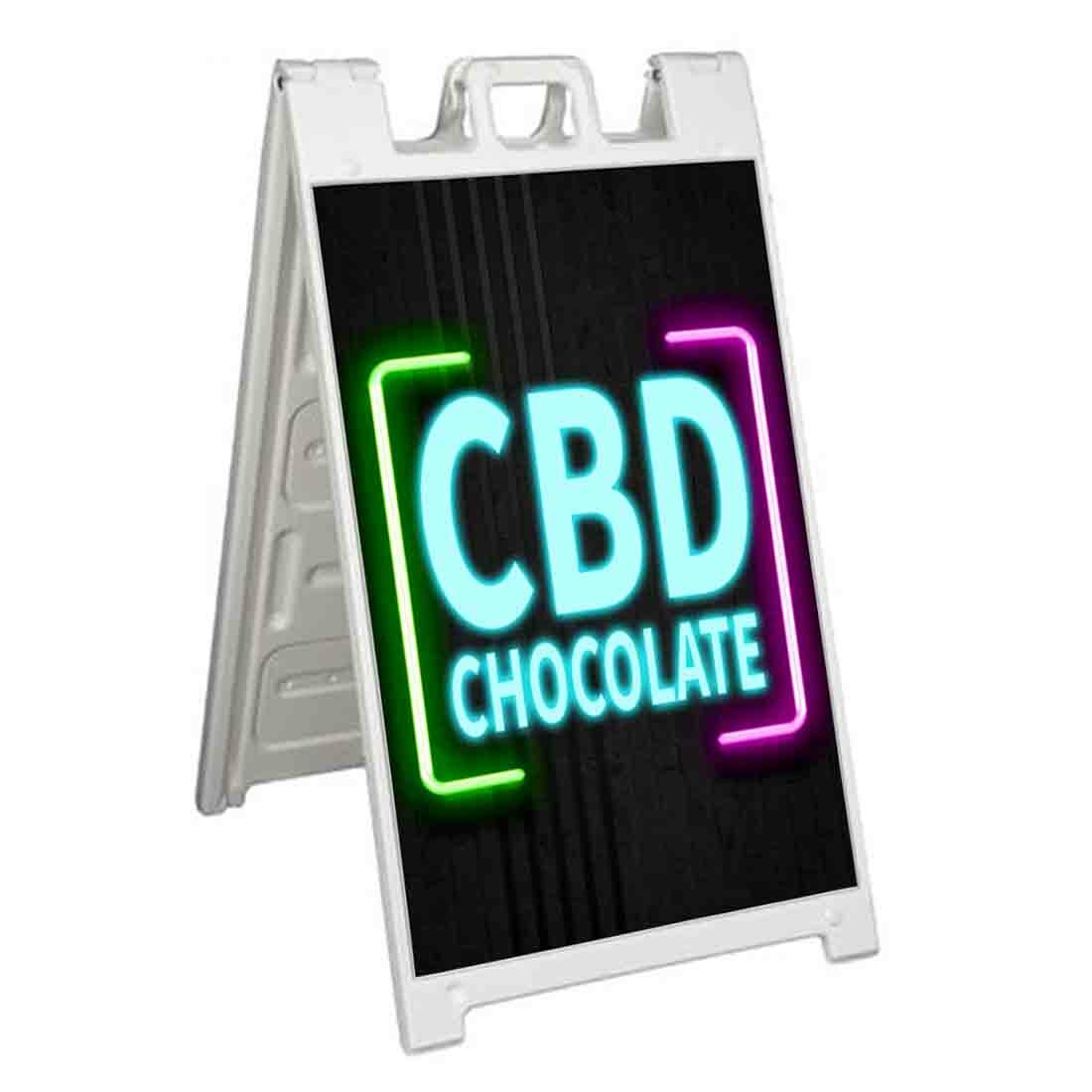CBD CHOCOLATE NEON Signicade 24×36 Aframe Sidewalk Sign Banner Decal EDIBLE