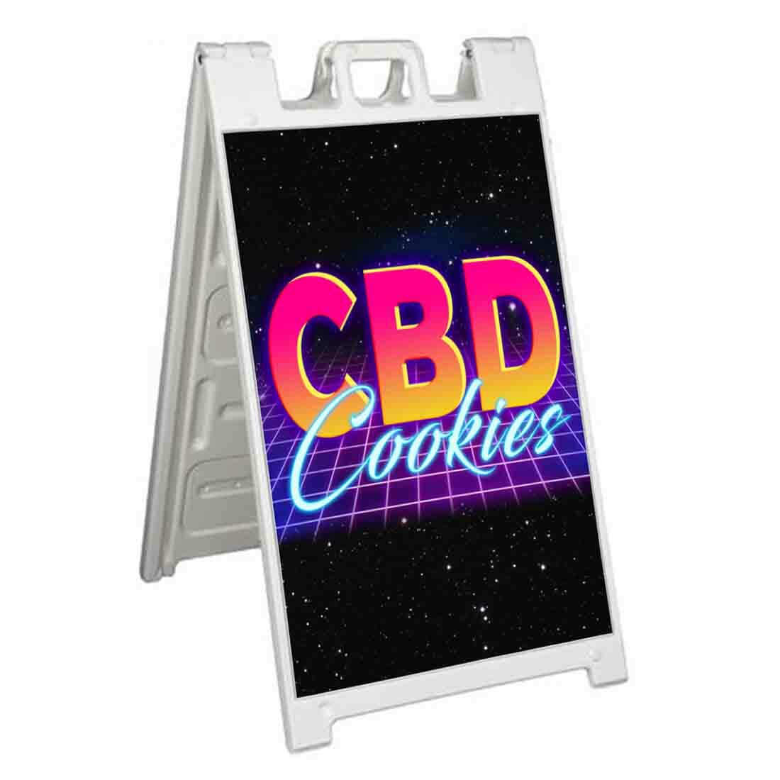 CBD COOKIES 80S Signicade 24×36 Aframe Sidewalk Sign Banner Decal EDIBLES
