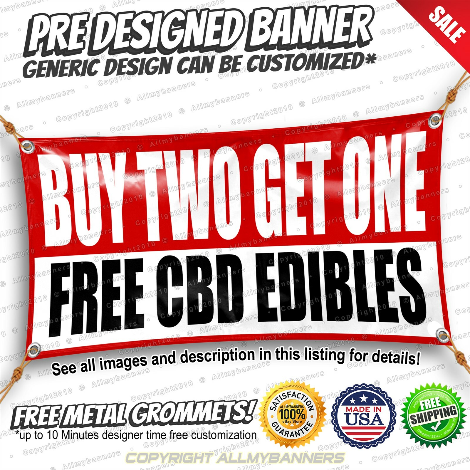 Buy Two Get One Free Cbd Edibles Custom Vinyl Banner Advertising Sign
