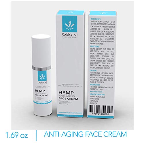 bela vi Anti-Aging Hemp Face Cream | 500mg Hemp Oil | Made in USA | Moisturizing Skin Recovery Cream | Natural Hemp Oil…