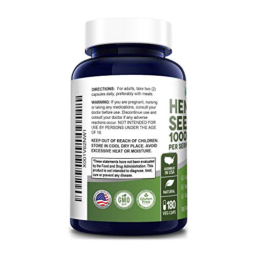 Hemp Oil Capsules | 90,000 mg Per Bottle | 180 Veggie Softgels | Max Potency | Non-GMO, Gluten Free
