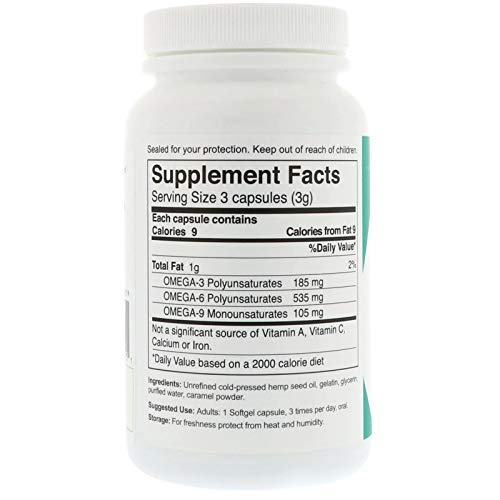 Manitoba Harvest Hemp Seed Oil Softgels, 780 Mg of Plant Based Omegas 3 & 6 per Serving, 120 Ct