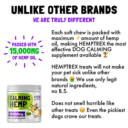 Calming Hemp Treats For Dogs – Made in USA with Organic Hemp – Dog Anxiety Relief – Natural Separation Aid – Helps with…