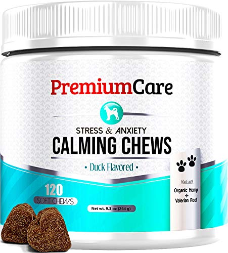 PREMIUM CARE Hemp Calming Chews for Dogs, Made in USA, Helps with Dog Anxiety, Separation, Barking, Stress Relief, 9.3…