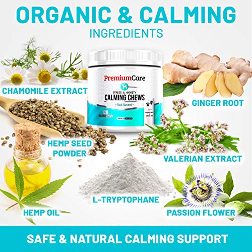 PREMIUM CARE Hemp Calming Chews for Dogs, Made in USA, Helps with Dog Anxiety, Separation, Barking, Stress Relief, 9.3…