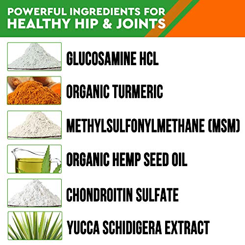 PawfectChew Hemp + Glucosamine Treats for Dogs – Made in USA Hip & Joint Supplement w/Hemp Oil Chondroitin MSM Turmeric…