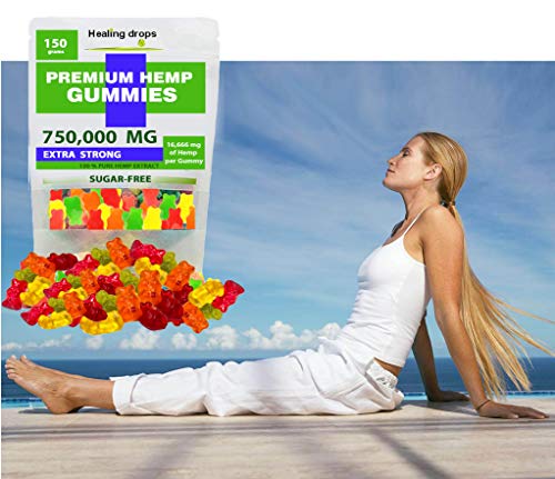 Hemp Gummies 750,000mg Premium Organic Sugar-Free Natural Health Support High Potency Rich in Vitamins B E C D Omega 3 6…