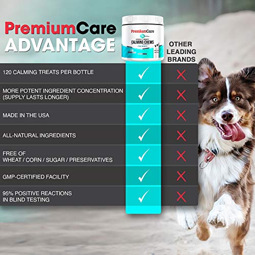 PREMIUM CARE Hemp Calming Chews for Dogs, Made in USA, Helps with Dog Anxiety, Separation, Barking, Stress Relief, 9.3…