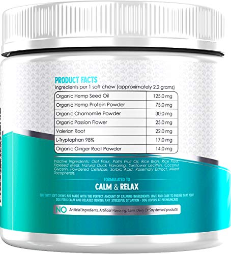 PREMIUM CARE Hemp Calming Chews for Dogs, Made in USA, Helps with Dog Anxiety, Separation, Barking, Stress Relief, 9.3…