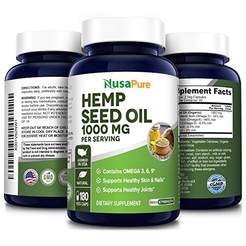 Hemp Oil Capsules | 90,000 mg Per Bottle | 180 Veggie Softgels | Max Potency | Non-GMO, Gluten Free