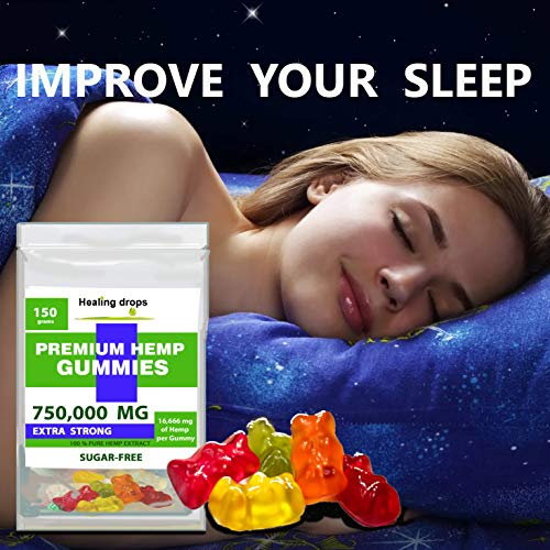 Hemp Gummies 750,000mg Premium Organic Sugar-Free Natural Health Support High Potency Rich in Vitamins B E C D Omega 3 6…