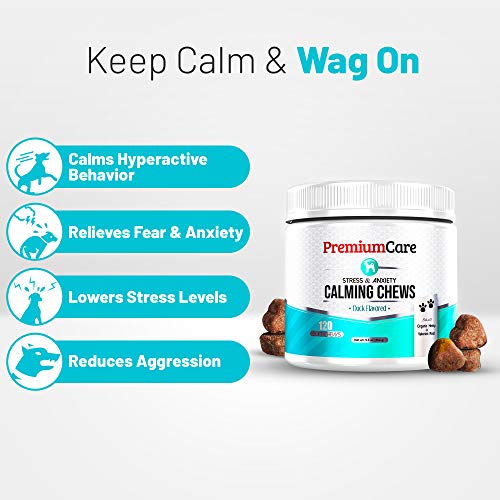 PREMIUM CARE Hemp Calming Chews for Dogs, Made in USA, Helps with Dog Anxiety, Separation, Barking, Stress Relief, 9.3…