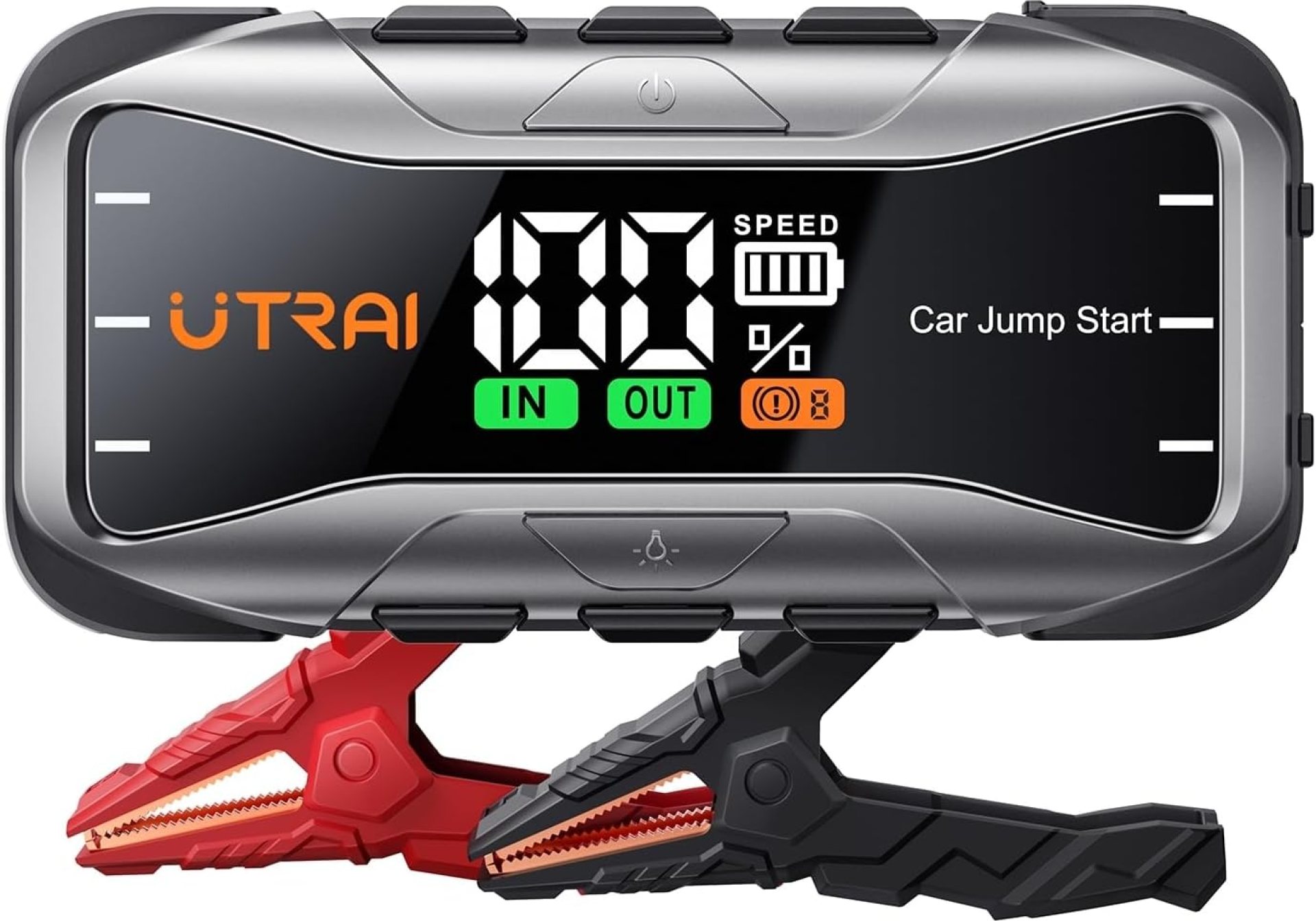 UTRAI 8000A 12V Transportable Bounce Starter with 27000mAh Battery, Automotive Battery Booster Pack for All Fuel and 12L Diesel Engines, 65W Quick Charging USB-C Powerbank Charger, with Bounce Cables, 600Lm LED Mild UTRAI 8000A 12V Transportable Bounce Starter with 27000mAh Battery, Automotive Battery Booster Pack for All Fuel and 12L Diesel Engines, 65W Quick Charging USB-C Powerbank Charger, with Bounce Cables, 600Lm LED Mild