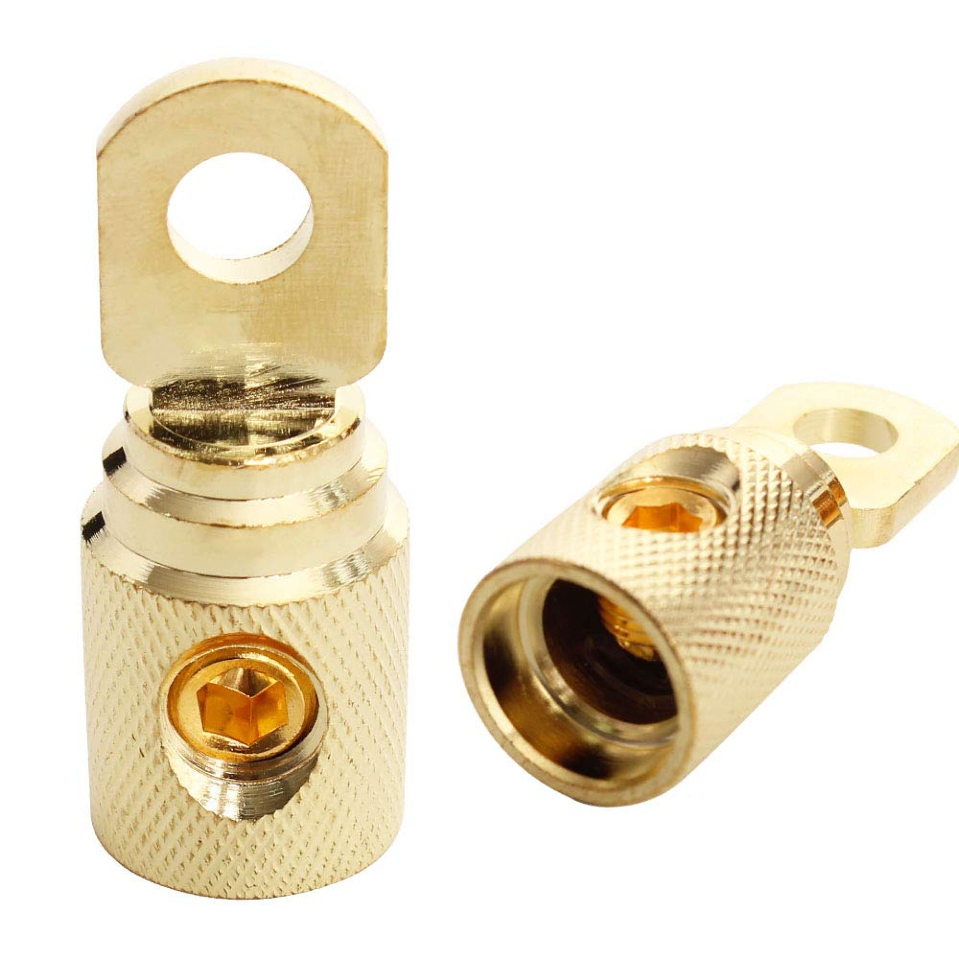 Automotive Audio Battery Terminal Connector Pure Brass Gold-Plated 0 Gauge Automotive Audio Amp Enter Reducers for 0-2 Gauge Wire 2Pcs Automotive Audio Battery Terminal Connector Pure Brass Gold-Plated 0 Gauge Automotive Audio Amp Enter Reducers for 0-2 Gauge Wire 2Pcs