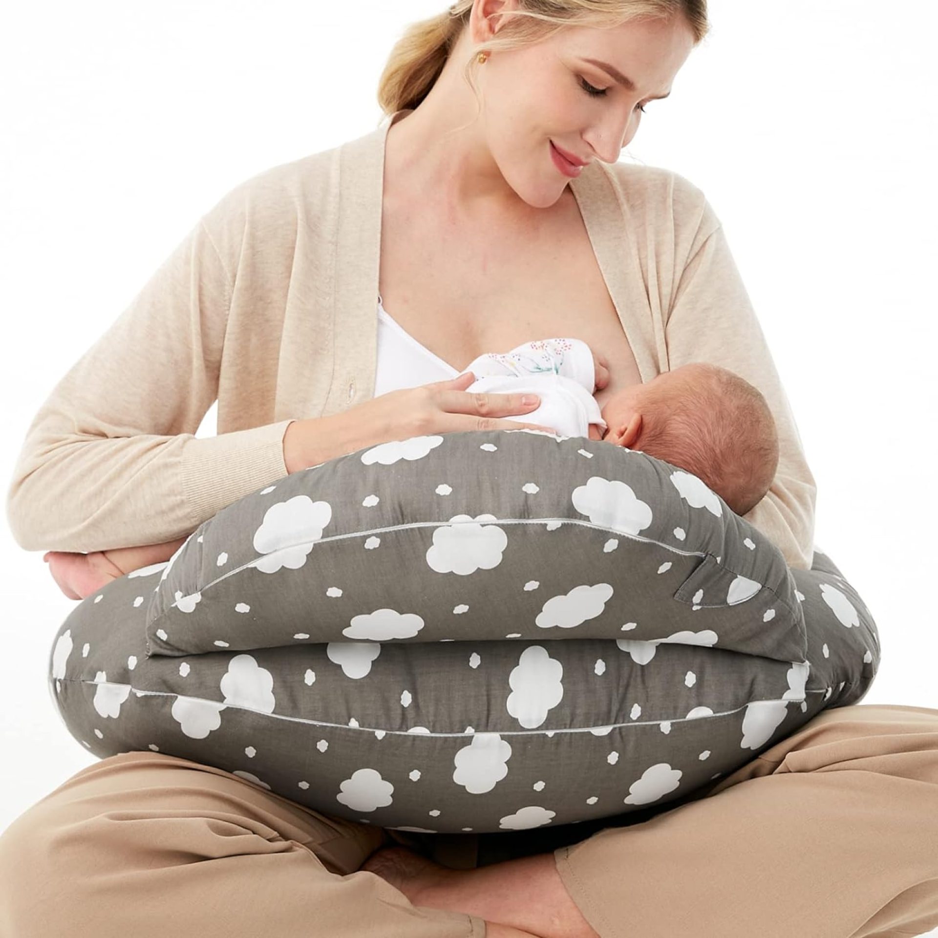 Momcozy Nursing Pillow for Breastfeeding, Authentic Plus Dimension Breastfeeding Pillows for Extra Assist for Mother and Child, with Adjustable Waist Strap and Detachable Cotton Cowl, Gray Momcozy Nursing Pillow for Breastfeeding, Authentic Plus Dimension Breastfeeding Pillows for Extra Assist for Mother and Child, with Adjustable Waist Strap and Detachable Cotton Cowl, Gray