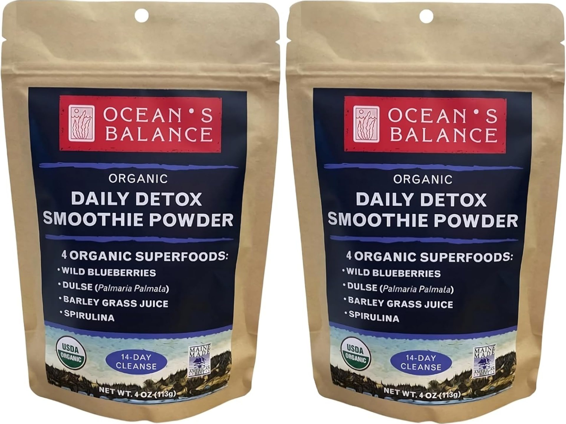 Ocean’s Stability Each day Detox Smoothie Powder – Natural Mix with Blueberry, Spirulina, Dulse Seaweed & Barley Grass – Nutrient-Wealthy Superfood Smoothie Combine (4 oz – 2 Pack) Ocean’s Stability Each day Detox Smoothie Powder – Natural Mix with Blueberry, Spirulina, Dulse Seaweed & Barley Grass – Nutrient-Wealthy Superfood Smoothie Combine (4 oz – 2 Pack)