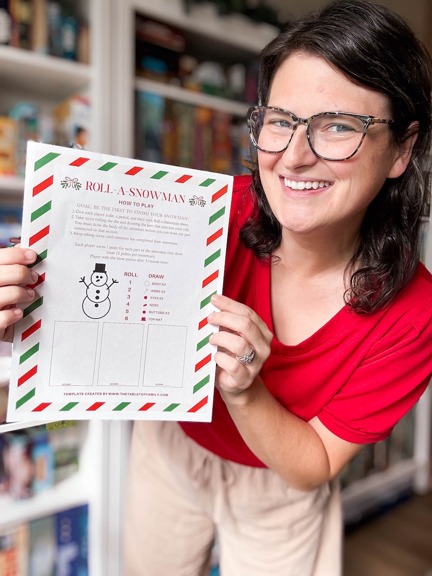 Jogo fácil de festa de Natal: jogue um jogo de dados de boneco de neve Jogo fácil de festa de Natal: jogue um jogo de dados de boneco de neve