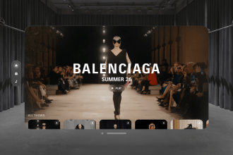 Participando do desfile de verão 26 da Balenciaga no Apple Vision Pro Participando do desfile de verão 26 da Balenciaga no Apple Vision Pro
