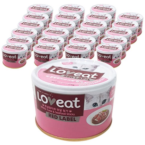 사조 러브잇 레드라벨 고양이 간식캔 160g, 흰살참치 + 맛살 혼합맛, 24개