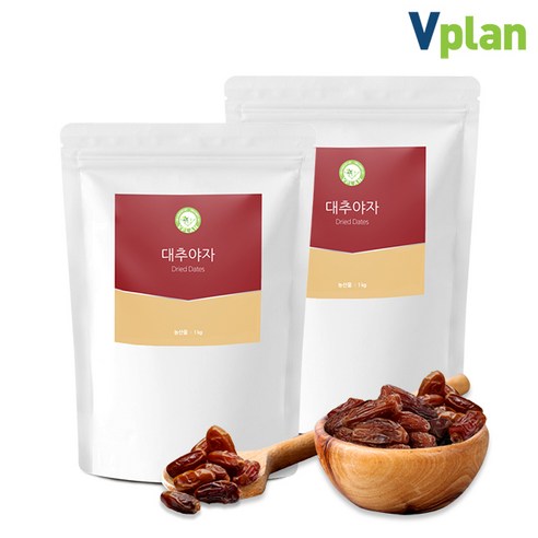 브이플랜 건 대추 야자 열매 씨없는 2kg 말린 야자대추 만수르 간식, 2개, 1kg