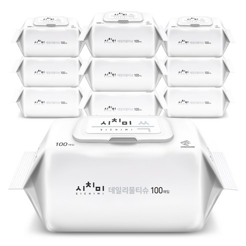시치미 쓱 데일리 물티슈 캡형, 50g, 100매, 10개