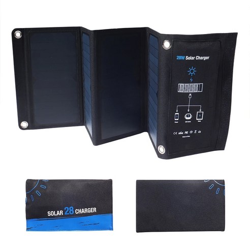 SunPower 태양 전지 패널 장착 접이식 휴대용 태양열 휴대폰 스마트폰용 USB 5V 고속 충전, 1.15W