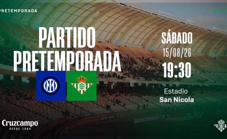 El Real Betis se enfrentará al Inter de Milán en el último amistoso de la pretemporada El Real Betis se enfrentará al Inter de Milán en el último amistoso de la pretemporada
