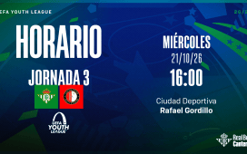 El Real Betis Juvenil DH – Feyenoord Rotterdam, el miércoles 21 a las 16:00 en la Ciudad Deportiva Rafael Gordillo El Real Betis Juvenil DH – Feyenoord Rotterdam, el miércoles 21 a las 16:00 en la Ciudad Deportiva Rafael Gordillo