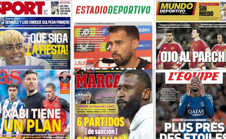 Las sanciones al Real Madrid, las semifinales de la Champions League, Xabi Alonso… así llegan las portadas Las sanciones al Real Madrid, las semifinales de la Champions League, Xabi Alonso… así llegan las portadas