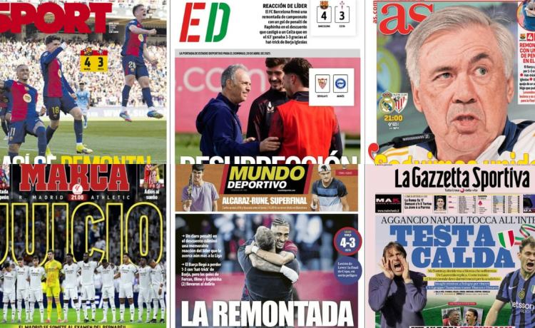 Juicio para el Real Madrid, la polémica remontada del Barcelona, Carlos Alcaraz… así vienen las portadas Juicio para el Real Madrid, la polémica remontada del Barcelona, Carlos Alcaraz… así vienen las portadas
