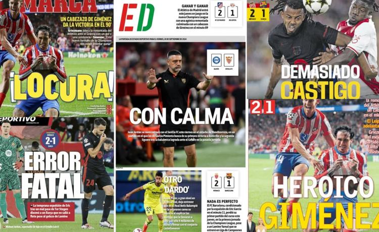 Gloria y fracaso en Champions, el ‘dardo’ de Ayoze, el reto del Sevilla… Así vienen las portadas Gloria y fracaso en Champions, el ‘dardo’ de Ayoze, el reto del Sevilla… Así vienen las portadas