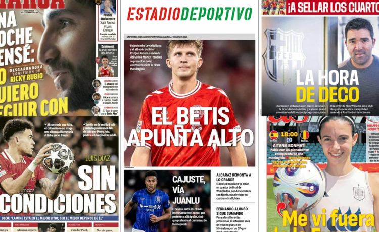 Asllani, Ricky Rubio, Luis Díaz… los protagonistas de las portadas de hoy Asllani, Ricky Rubio, Luis Díaz… los protagonistas de las portadas de hoy