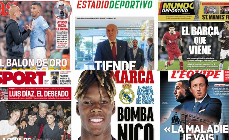 El fichaje de Nico Williams, el deseo bético del Atlético y el extremo que quiere el Barcelona… así vienen las portadas El fichaje de Nico Williams, el deseo bético del Atlético y el extremo que quiere el Barcelona… así vienen las portadas
