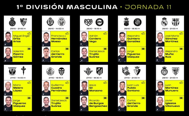 Las designaciones arbitrales de la jornada 10 de LaLiga EA Sports: Sánchez Martínez arbitrará El Clásico Las designaciones arbitrales de la jornada 10 de LaLiga EA Sports: Sánchez Martínez arbitrará El Clásico