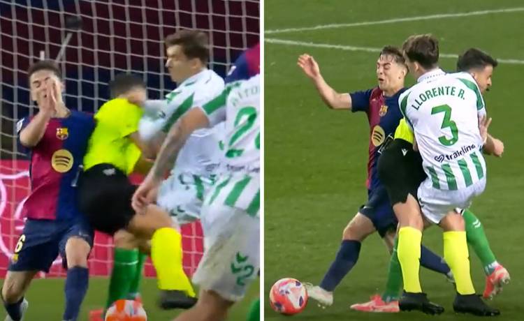 Tremenda doble ‘entrada’ de Gavi y Llorente… ¡a Gil Manzano! Tremenda doble ‘entrada’ de Gavi y Llorente… ¡a Gil Manzano!