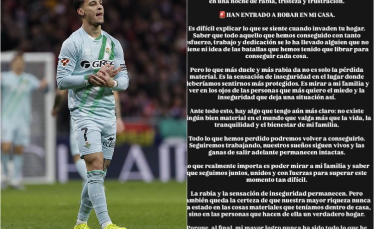 Antony sufre en casa un robo tras ganar en Champions con el Betis: «Terminó en tristeza y rabia» Antony sufre en casa un robo tras ganar en Champions con el Betis: «Terminó en tristeza y rabia»