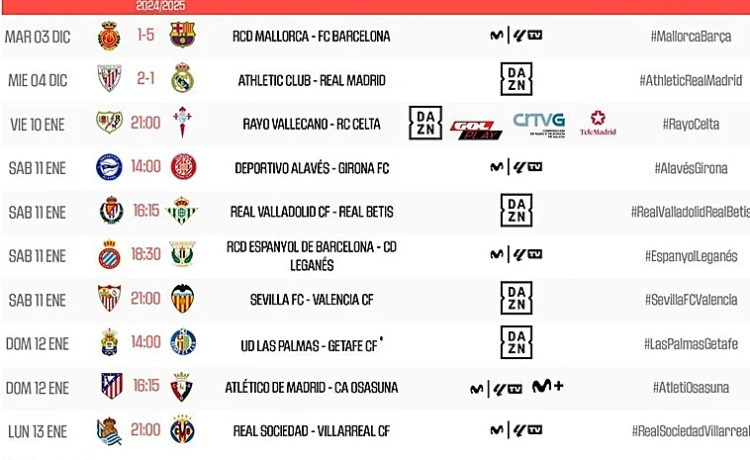 LaLiga anuncia el Valladolid – Betis para el sábado 11 de enero LaLiga anuncia el Valladolid – Betis para el sábado 11 de enero