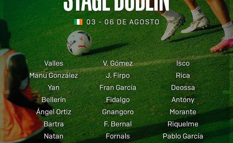 Convocatoria del Betis para Dublín: menos canteranos, entra Cucho y salen Petit y Losada Convocatoria del Betis para Dublín: menos canteranos, entra Cucho y salen Petit y Losada