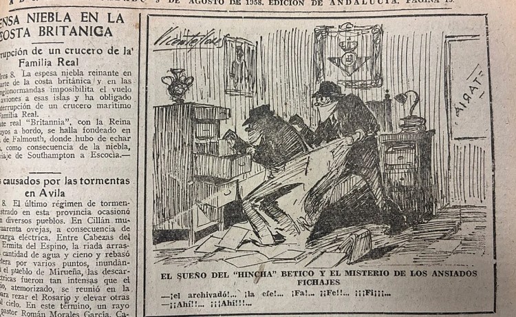 La viñeta de ABC de hace casi 70 años con vigencia actual: «El sueño del hincha bético y el misterio de los ansiados fichajes» La viñeta de ABC de hace casi 70 años con vigencia actual: «El sueño del hincha bético y el misterio de los ansiados fichajes»