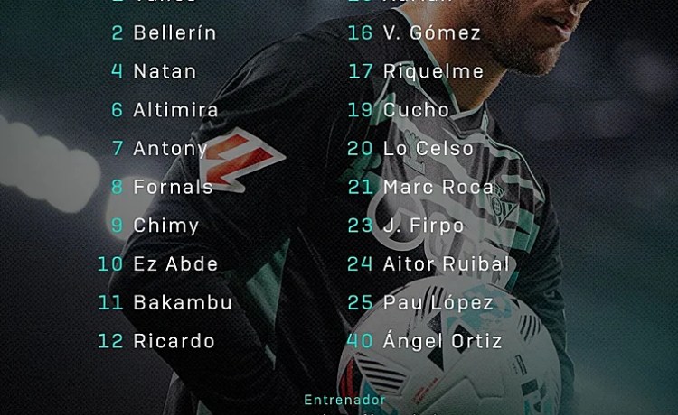 Veinte jugadores en la convocatoria del Betis para la visita al Espanyol Veinte jugadores en la convocatoria del Betis para la visita al Espanyol