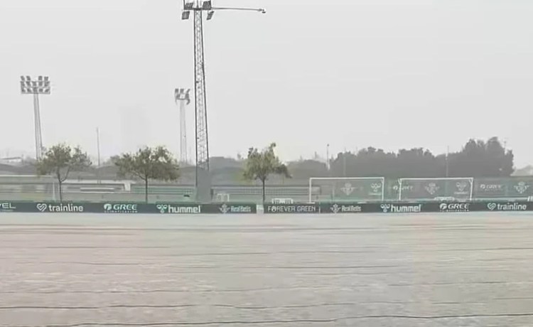 El campo de entrenamiento del Real Betis, anegado por las lluvias El campo de entrenamiento del Real Betis, anegado por las lluvias