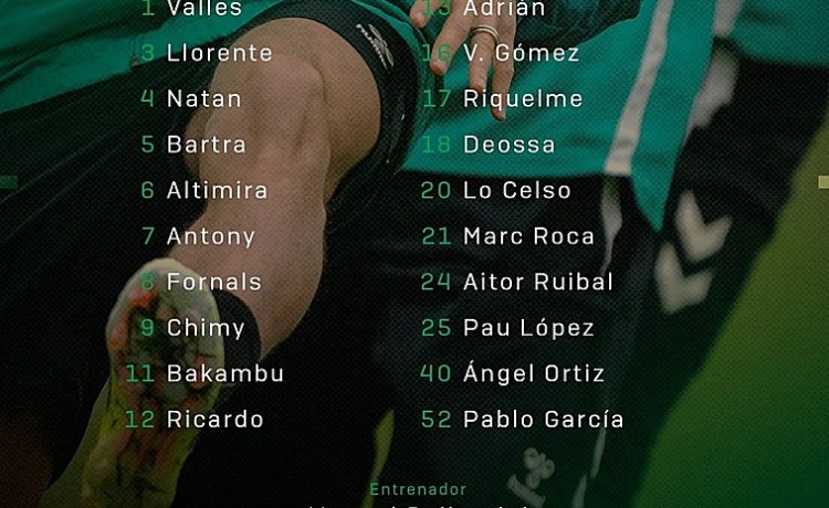 Convocatoria de 20 jugadores para el Betis – Villarreal Convocatoria de 20 jugadores para el Betis – Villarreal
