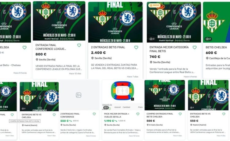 Precios desorbitados en la reventa de entradas para la final del Betis ante el Chelsea Precios desorbitados en la reventa de entradas para la final del Betis ante el Chelsea