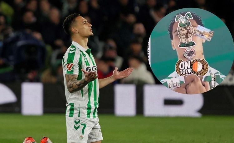 Los ultras del Feyenoord se ceban con una imagen de Antony nada más pisar Sevilla Los ultras del Feyenoord se ceban con una imagen de Antony nada más pisar Sevilla