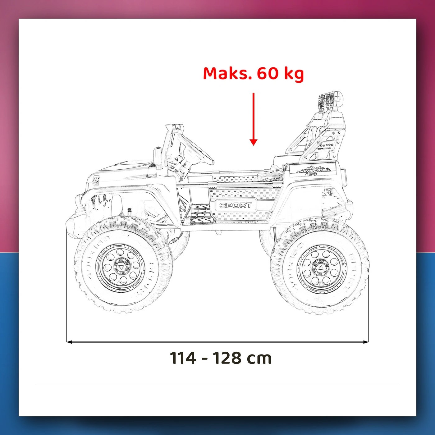 Auto na akumulator Ekstremno Sport 4x4 Varijabla Veličina crveni - slika 1