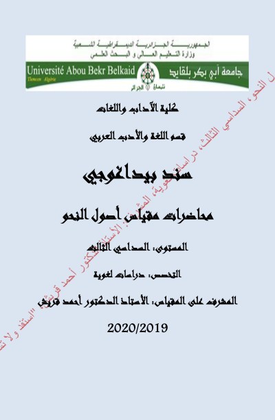 محاضرات مقياس أصول النحو