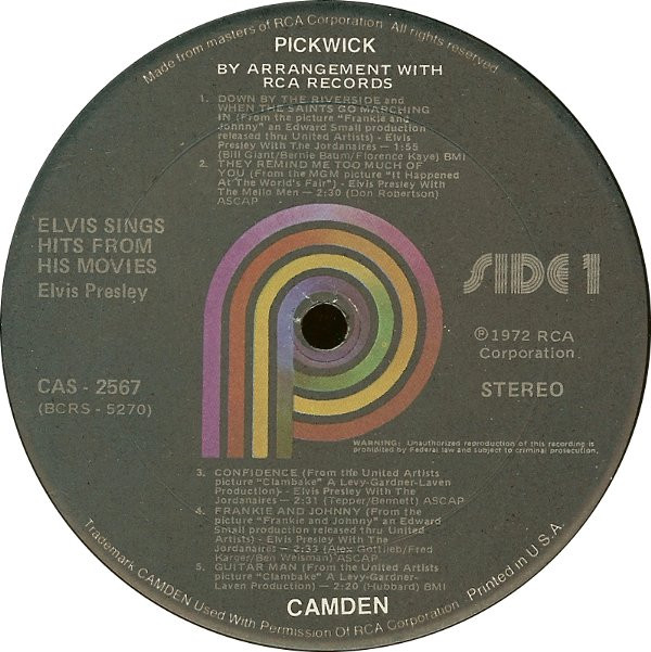 ELVIS PRESLEY_Elvis Sings Hits From His Movies