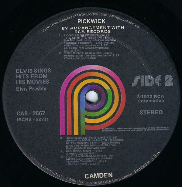 ELVIS PRESLEY_Elvis Sings Hits From His Movies